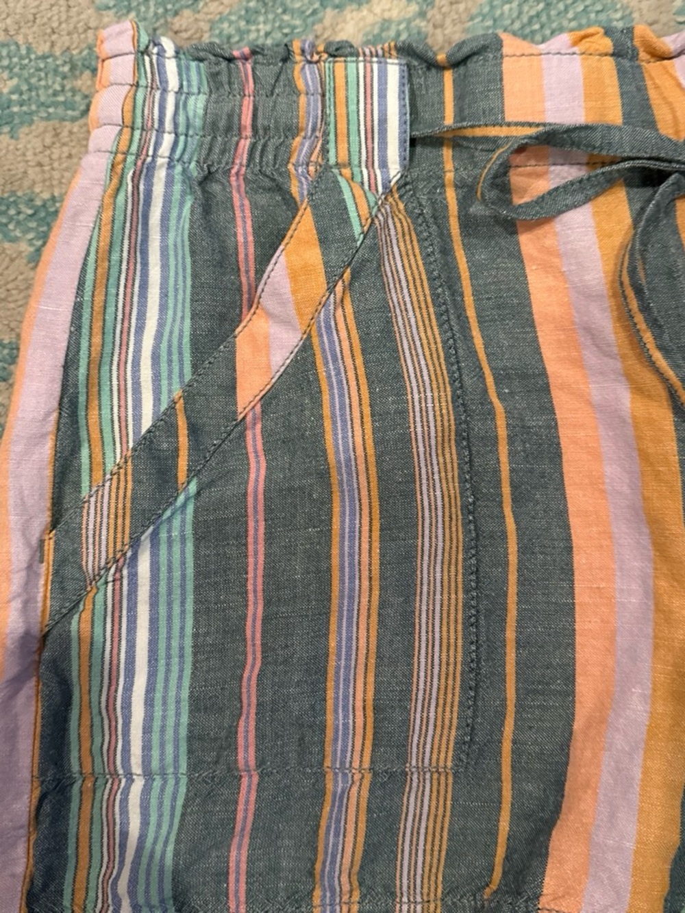 LOFT Multicolor Striped Drawstring Shorts - Picture 3 of 5